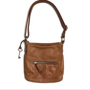 Fossil Hanover Saddle Leather Crossbody Bag
